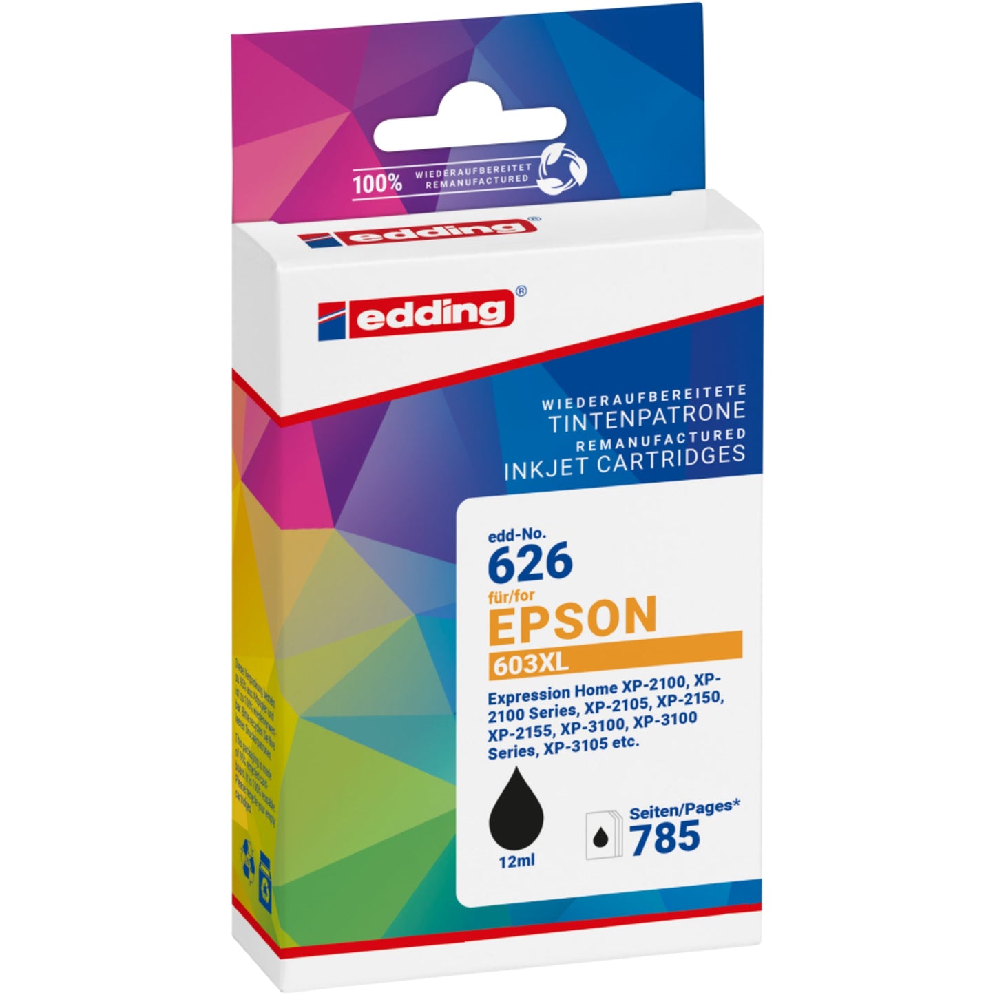 edding Tintenpatrone kein Originalzubehör Kompatibel mit: Epson 603XL ca. 785 Seiten schwarz 12ml