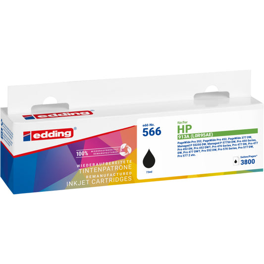 edding Tintenpatrone kein Originalzubehör Kompatibel mit: HP 913A EDD-566 ca. 3.800 Seiten schwarz 73ml