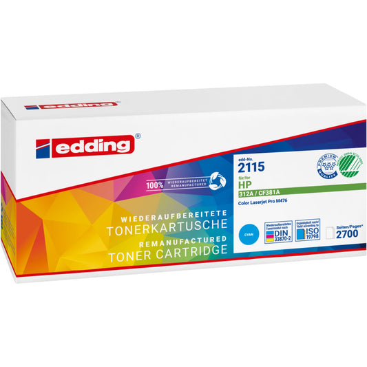 edding Toner kein Originalzubehör Kompatibel mit: HP 312A EDD-2115 ca. 2.700 Seiten cyan