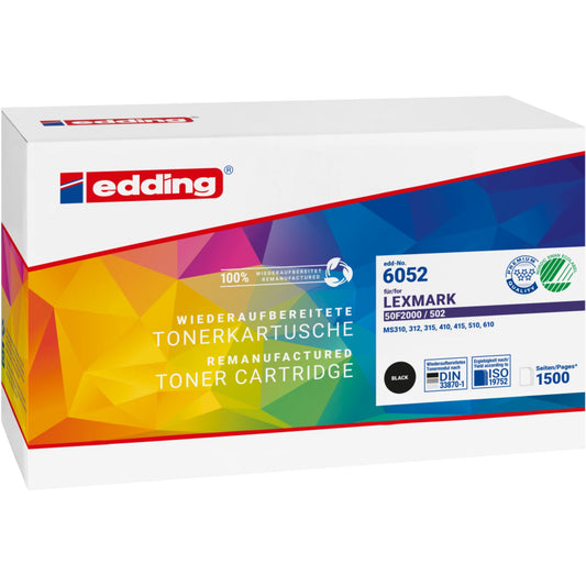 edding Toner kein Originalzubehör Kompatibel mit: Lexmark 50F2000 EDD-6052 ca. 1.500 Seiten schwarz