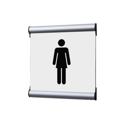 Showdown® Displays Piktogramm Türschild 15,5 x 15,5 Aluminium weiß Frauen