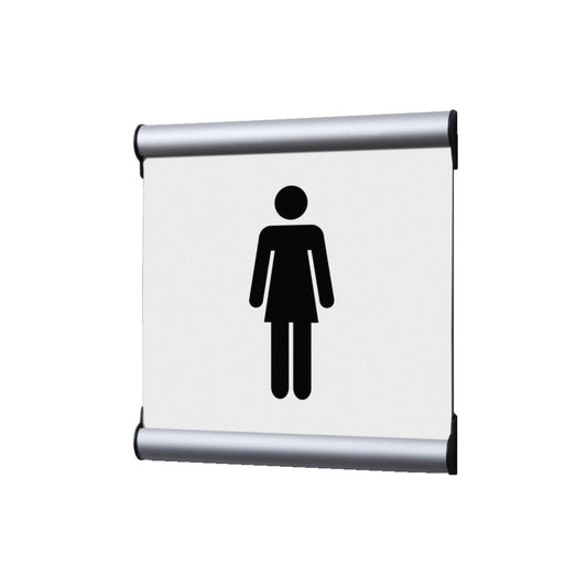 Showdown® Displays Piktogramm Türschild 15,5 x 15,5 Aluminium weiß Frauen