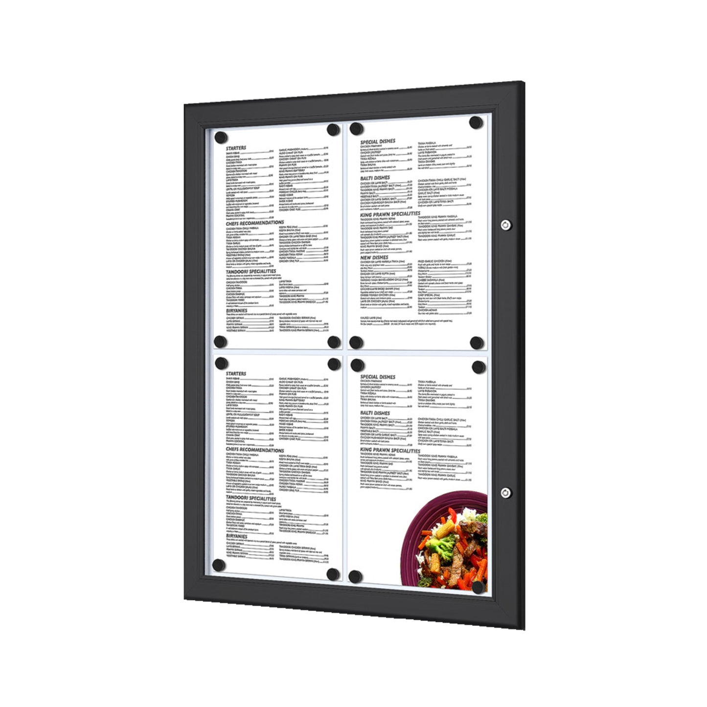 Showdown® Displays Schaukasten Outdoor Innenbereich, Außenbereich 50,5 x 67,9 x 2,2 cm (B x H x T) 4 x DIN A4 mit Schloss Aluminium Schwarz