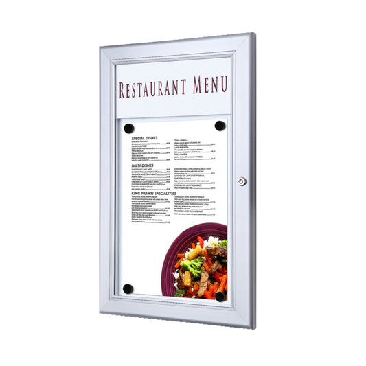 Showdown® Displays Schaukasten Outdoor Außenbereich 29 x 47,7 x 3,7 cm (B x H x T) 1 x DIN A4 mit Schloss Aluminium silber