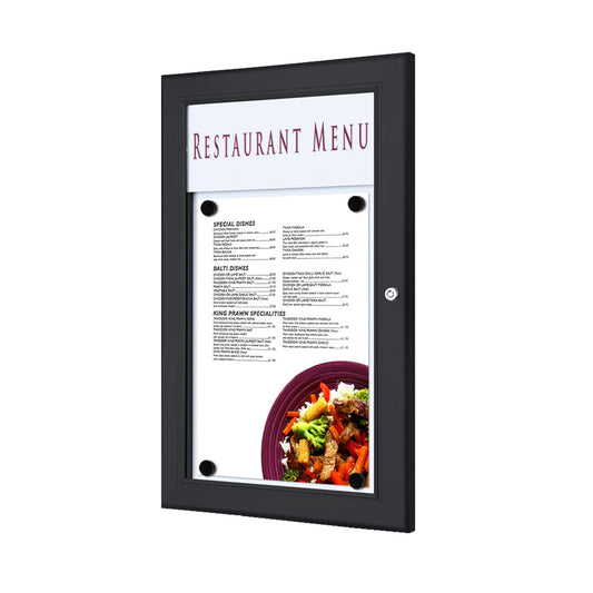 Showdown® Displays Schaukasten Outdoor Außenbereich 29 x 47,7 x 3,7 cm (B x H x T) 1 x DIN A4 mit Schloss Aluminium schwarz