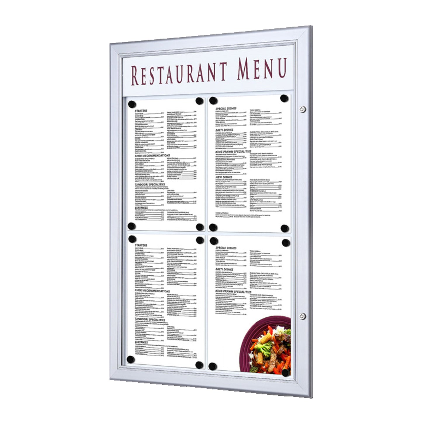 Showdown® Displays Schaukasten Outdoor Außenbereich 50,5 x 77,9 x 3,7 cm (B x H x T) 4 x DIN A4 mit Schloss Aluminium silber