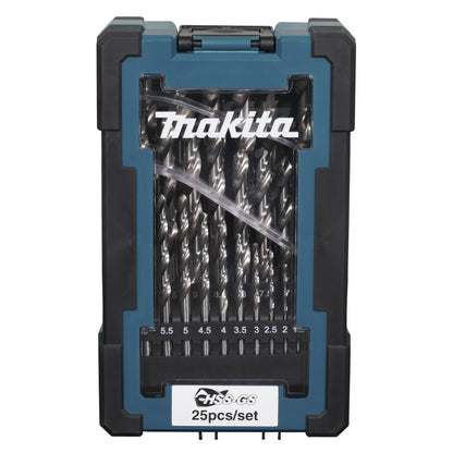 Makita® Bohrersatz HSS-GS 25 Teile 1/1,5/ 2/2,5/3/3,5/4/4,5/5/5,5/6/6,5/7/7,5/8/8,5/9/9,5/10/11,5/12/12,5/13mm