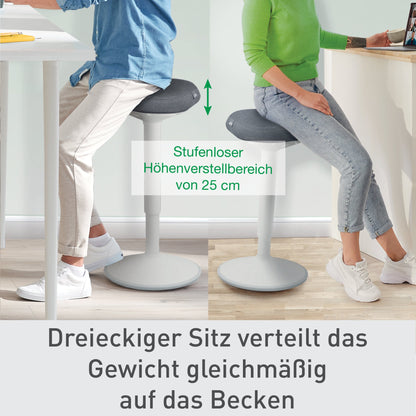 Leitz Sitz-Steh-Hocker Ergo Active 38cm 100 % Post-Consumer-Recycling-Material dunkelgrau