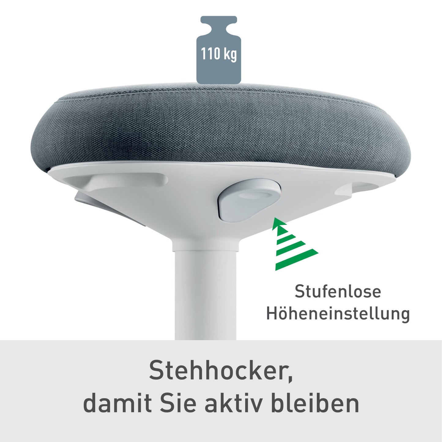 Leitz Sitz-Steh-Hocker Ergo Active 38cm 100 % Post-Consumer-Recycling-Material dunkelgrau