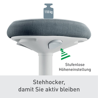 Leitz Sitz-Steh-Hocker Ergo Active 38cm 100 % Post-Consumer-Recycling-Material dunkelgrau
