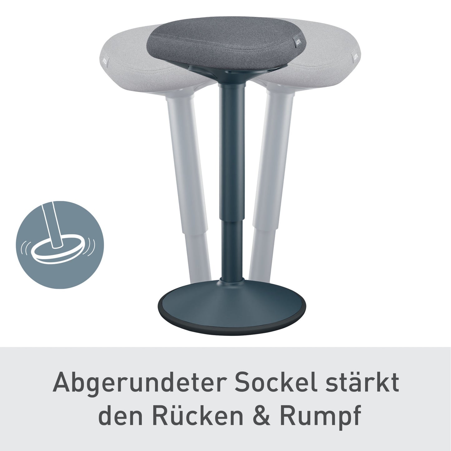 Leitz Sitz-Steh-Hocker Ergo Active 38cm 100 % Post-Consumer-Recycling-Material dunkelgrau