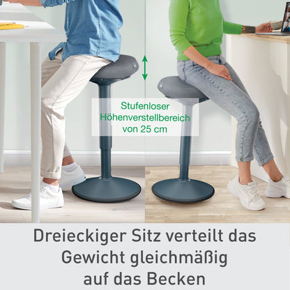Leitz Sitz-Steh-Hocker Ergo Active 38cm 100 % Post-Consumer-Recycling-Material dunkelgrau