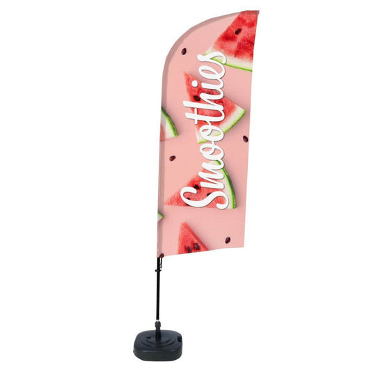 Showdown® Displays Werbesegel 110,5 x 330 x 48 cm (B x H x T) mit Aufdruck 100 % Polyester rosa Wassermelone
