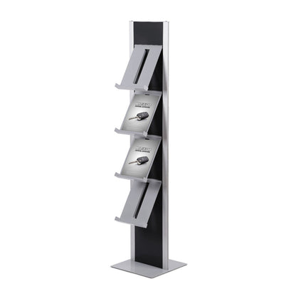 Showdown® Displays Prospektständer Design 37 x 167,4 x 37 cm (B x H x T) schwarz/alu 4 Fächer