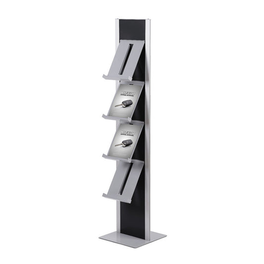 Showdown® Displays Prospektständer Design 37 x 167,4 x 37 cm (B x H x T) schwarz/alu 4 Fächer