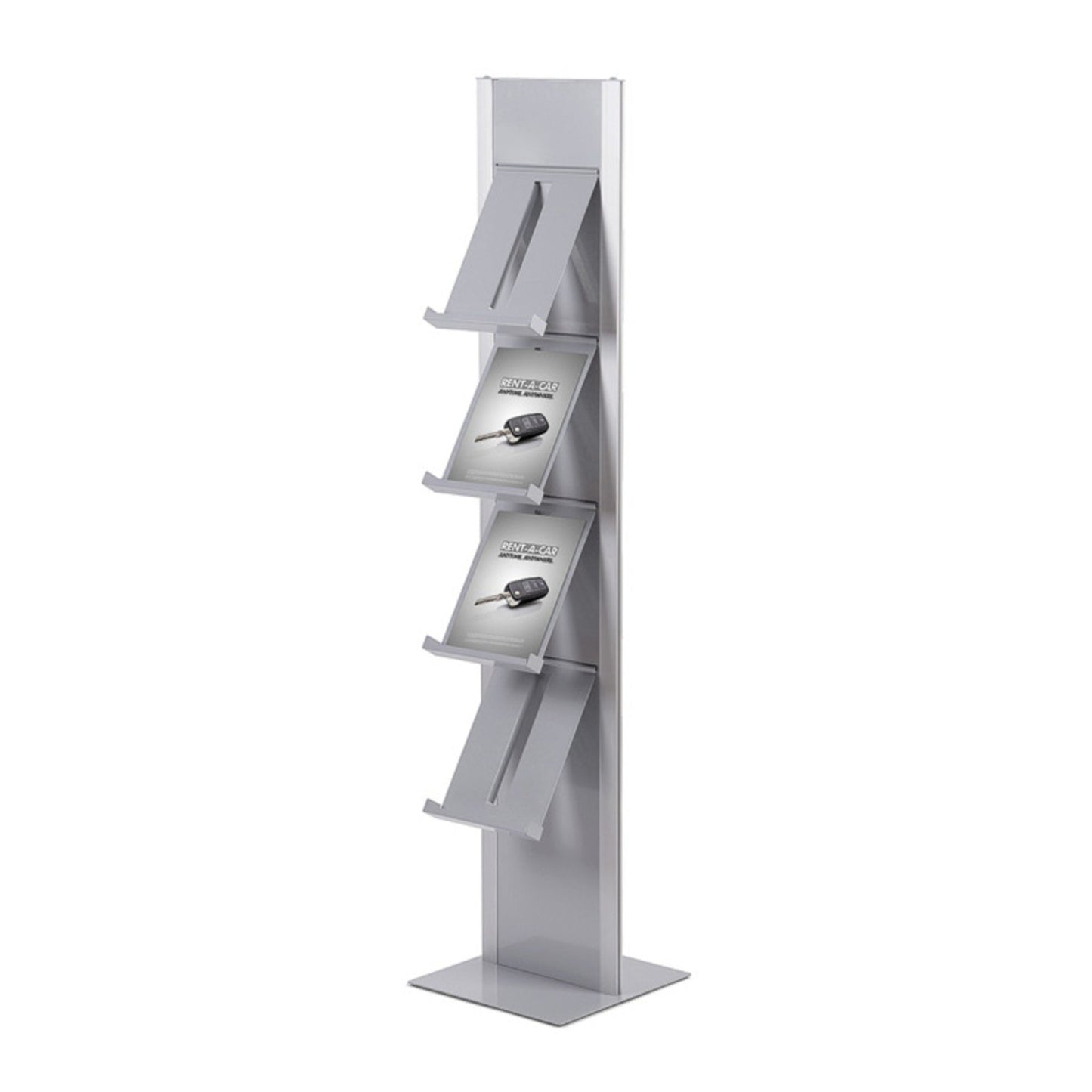 Showdown® Displays Prospektständer Design 37 x 166,5 x 41,7 cm (B x H x T) silber/alu 4 Fächer