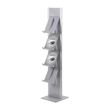 Showdown® Displays Prospektständer Design 37 x 166,5 x 41,7 cm (B x H x T) silber/alu 4 Fächer