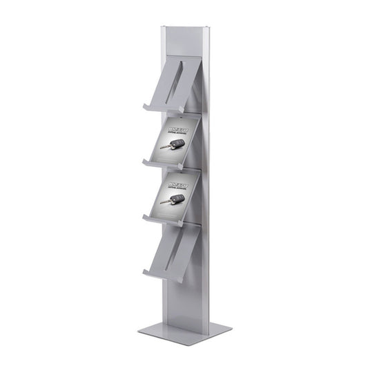Showdown® Displays Prospektständer Design 37 x 166,5 x 41,7 cm (B x H x T) silber/alu 4 Fächer