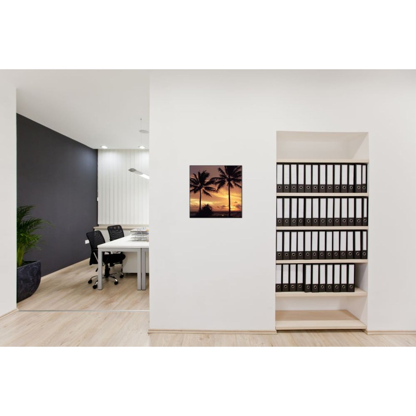 Showdown® Displays Dekobild Palmen Sonnenuntergang 40 x 40 cm (B x H) Holz