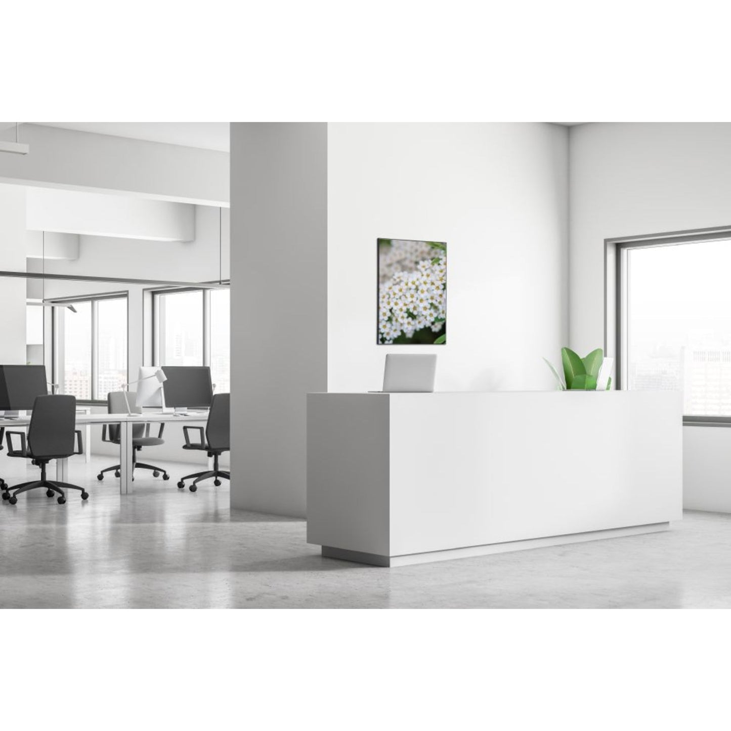 Showdown® Displays Dekobild Weiße Blume Spirea 84,1 x 59,4 cm (B x H) Holz