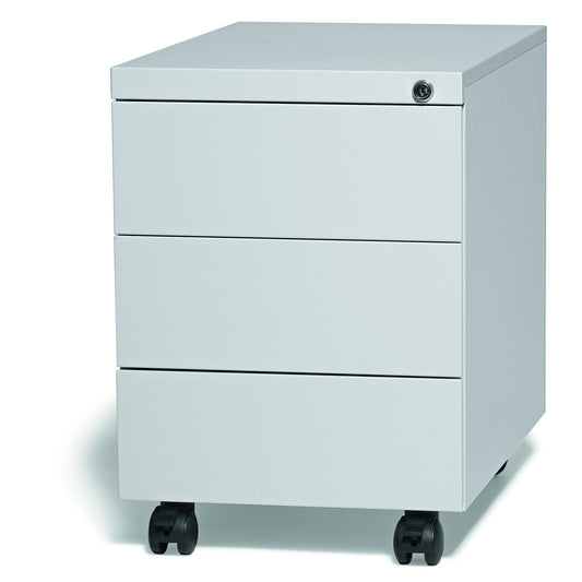 Rollcontainer Base L 390 x 550 x 590 mm (B x H x T) 3 Schubladen Stahl, pulverbeschichtet lichtgrau