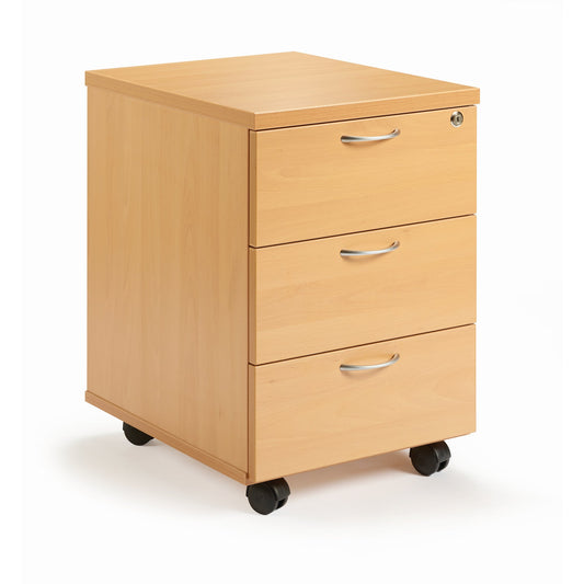 Rollcontainer 407 x 595 x 500 mm (B x H x T) 3 Schubladen Holz buche