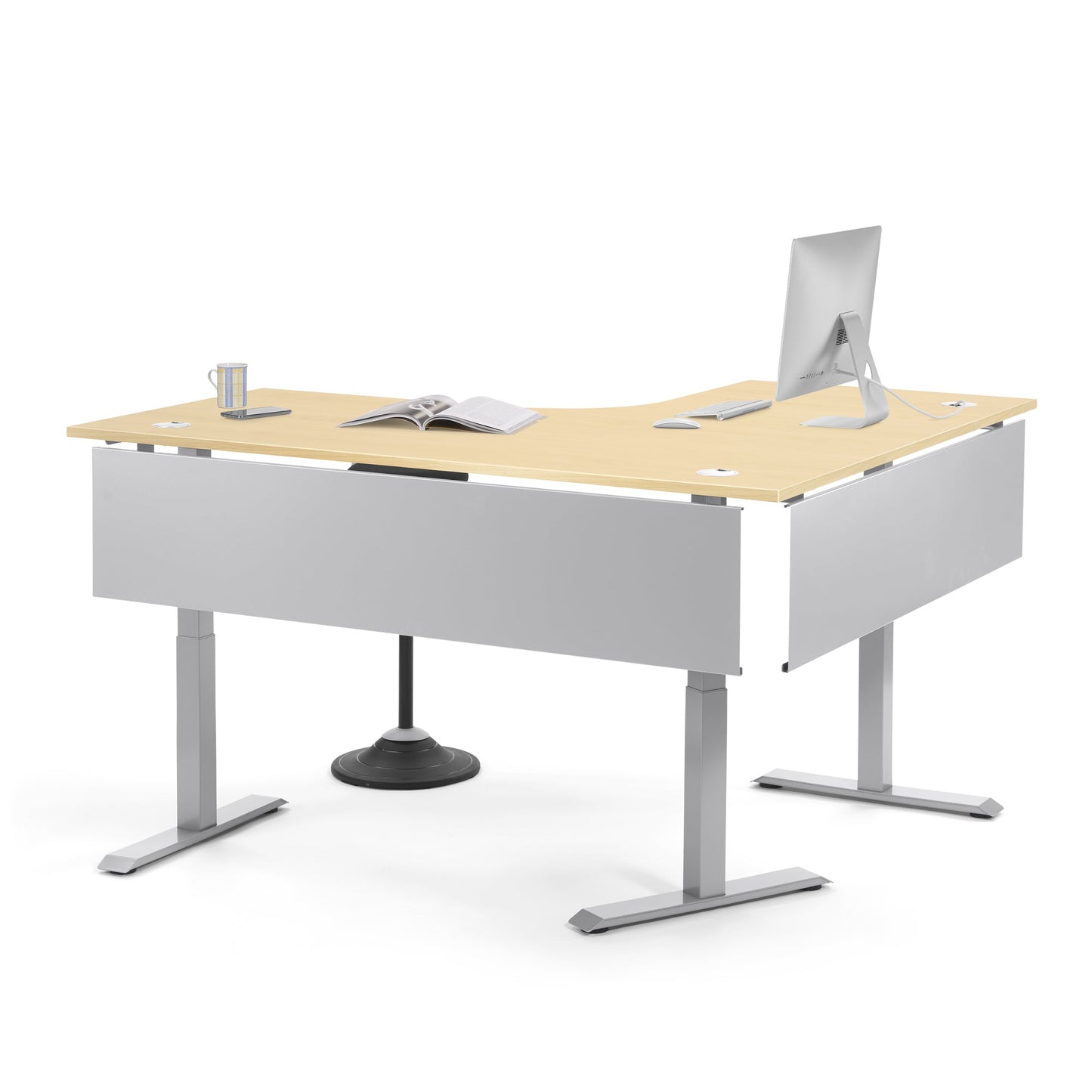 Schreibtisch FLEX MODUL Maße: 1.800/800 x 605-1.255 x 1.400/800 mm (B x H x T) Holz ahorn
