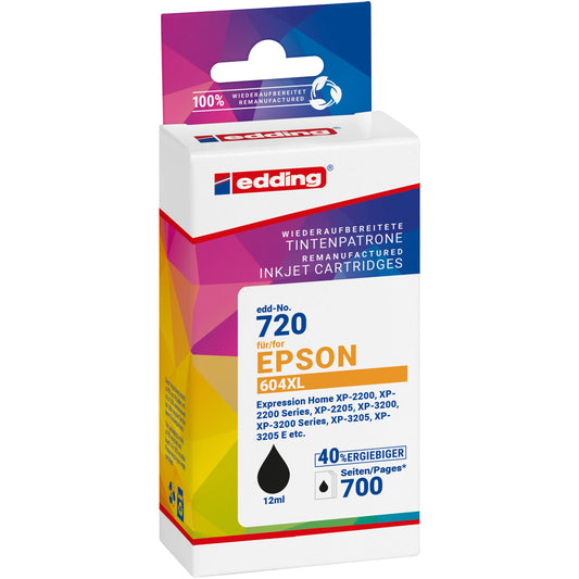 edding Tintenpatrone kein Originalzubehör Kompatibel mit: Epson 604XL EDD-720 ca. 700 Seiten schwarz 12ml