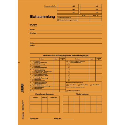 SoldanPlus Blattsammlung 22,5 x 31,5 cm (B x H) 2fach Lochung Tauenkarton orange 100 St./Pack.