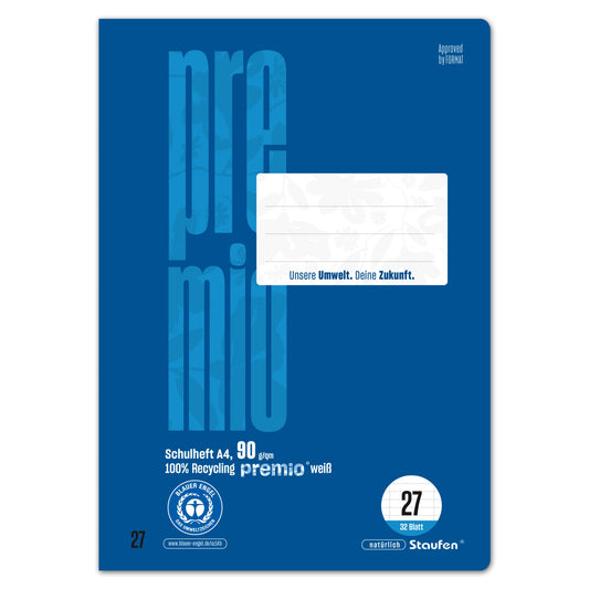 Staufen Schulheft Premio DIN A4 liniert mit Rand innen/außen 27 32 Bl.