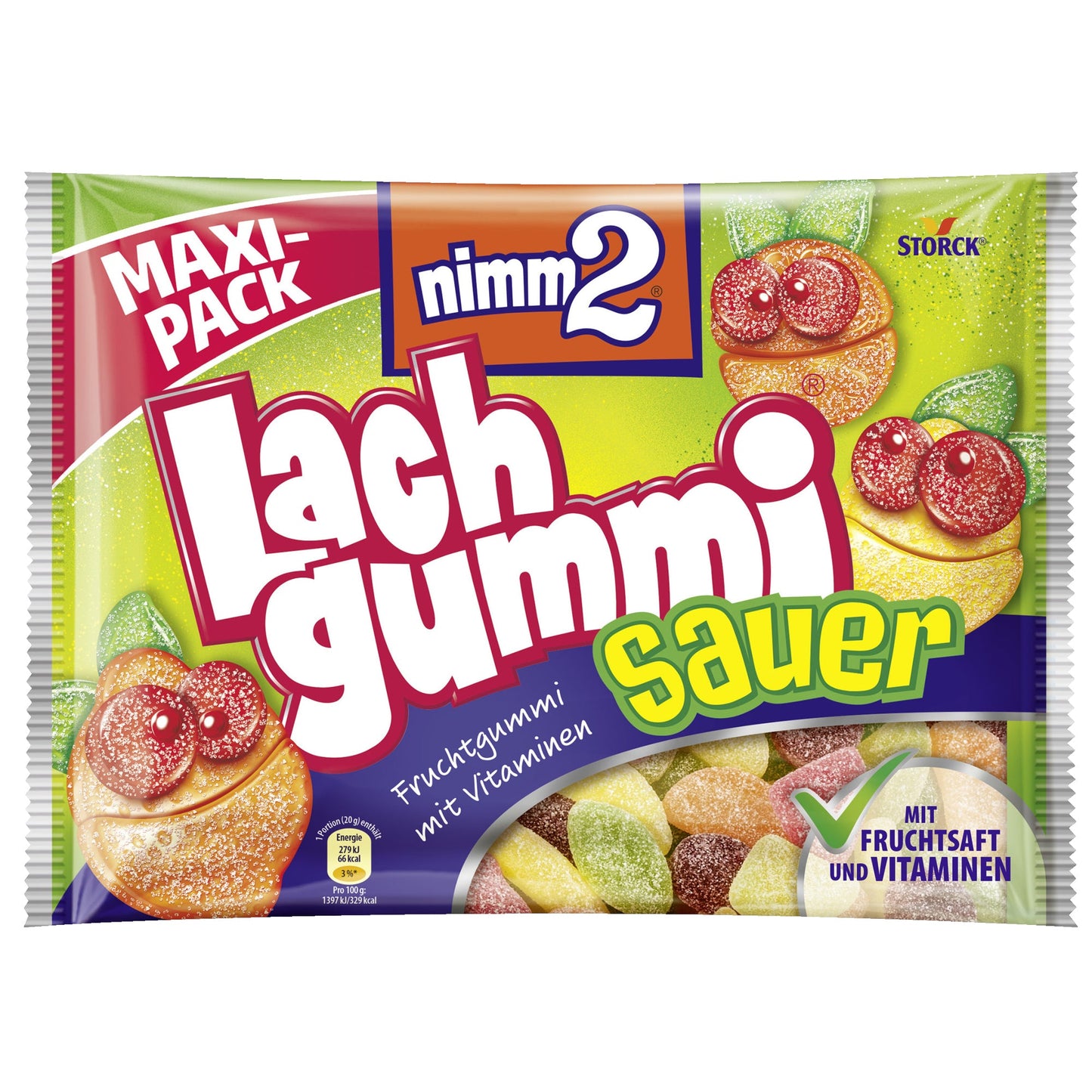 nimm2 Fruchtgummi Lachgummi Sauer 376 g/Pack.