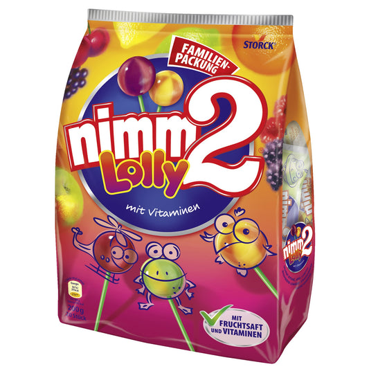 nimm2 Lutscher Orange-Zitrone, Apfel-Limette, Brombeere-Schwarze Johannisbeere, Kirsche-Himbeere 20 St./Pack.
