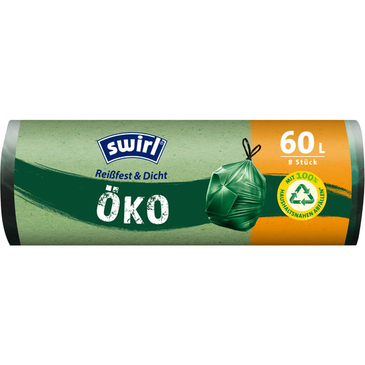Swirl Müllbeutel Öko 68 x 73 cm (B x H) 60l Plastik, 100 % recycelt grün 8 St./Pack.