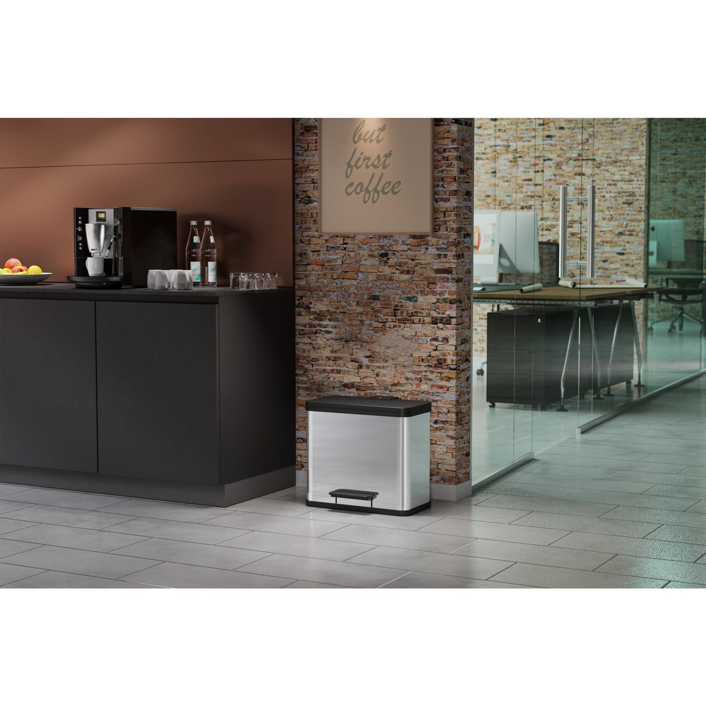 Hailo Tretabfalleimer Öko duo Plus L 47 x 43 x 34 cm (B x H x T) 1 x 17, 1 x 9l Edelstahl edelstahl