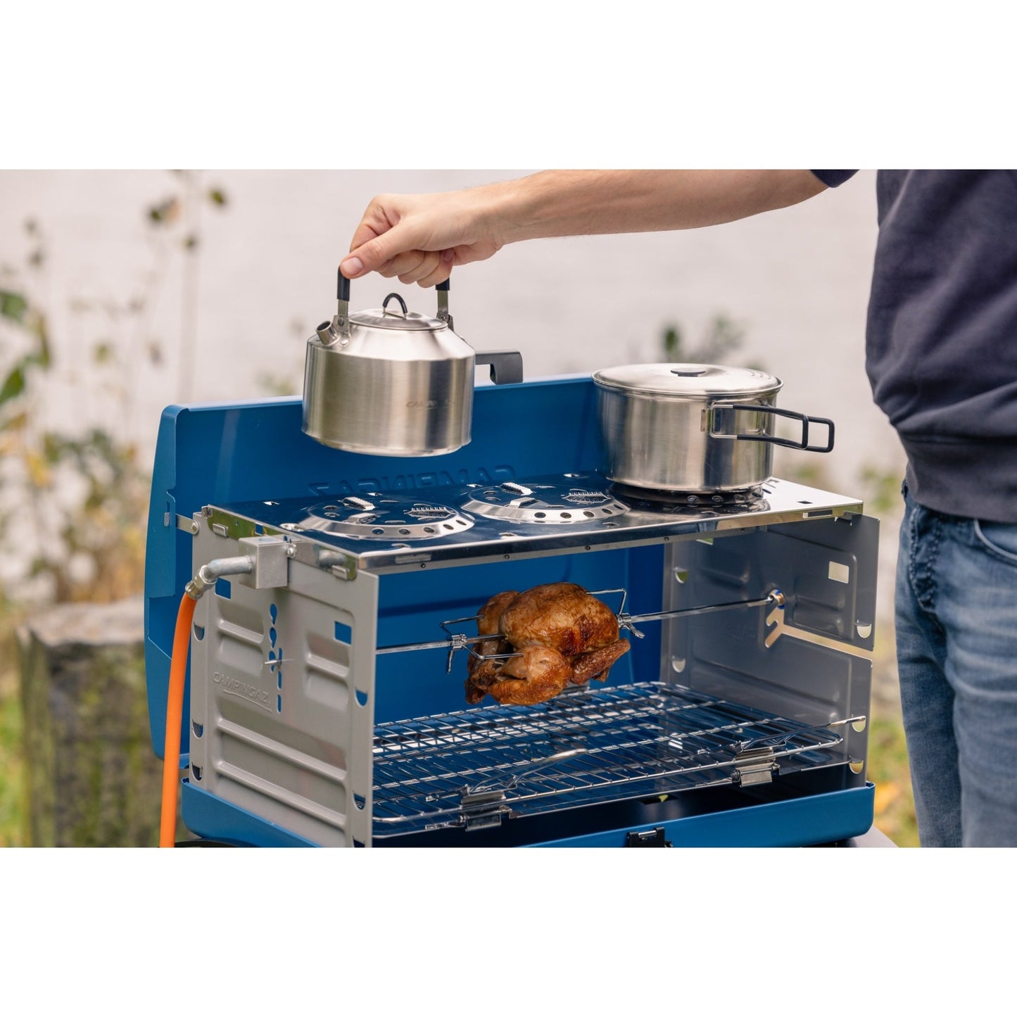 CAMPINGAZ Gasgrill 200 SGR Außenbereich offen: 73 x 108 x 54 cm, geschlossen: 65 x 17 x 40 cm (B x H x T) Butan oder Propan 378 g/h manuell 1 Brenner inkl. Gasschlauch (80 cm), Drehspieß
