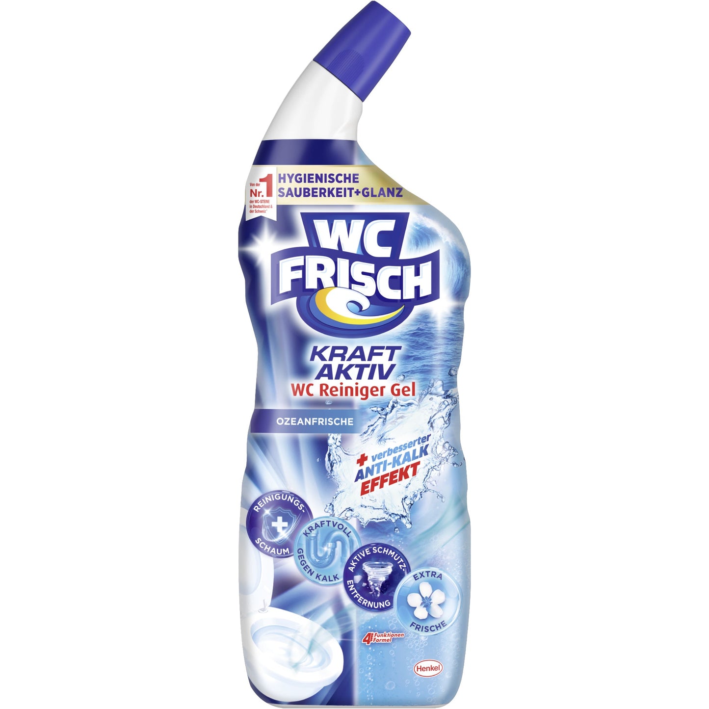 WC frisch WC-Reiniger Kraft Aktiv Ozeanfrische pH-Wert: 2,1-2,5 Flasche Plastik, 50 % recycelt 0,75l