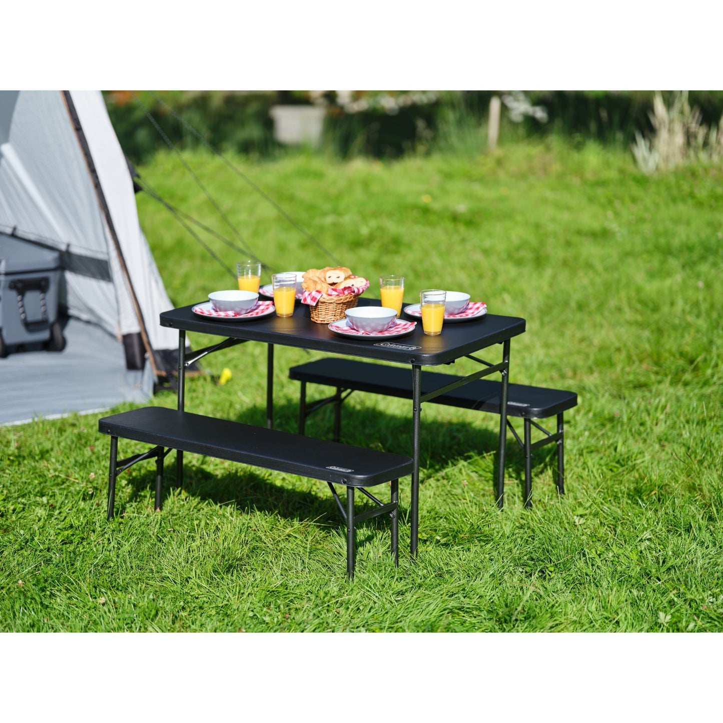 Campingsitzgruppe Pack-Away Table for 4 1 Tisch, 2 Bänke 102 x 70 x 61 cm (B x H x T) Polypropylen schwarz
