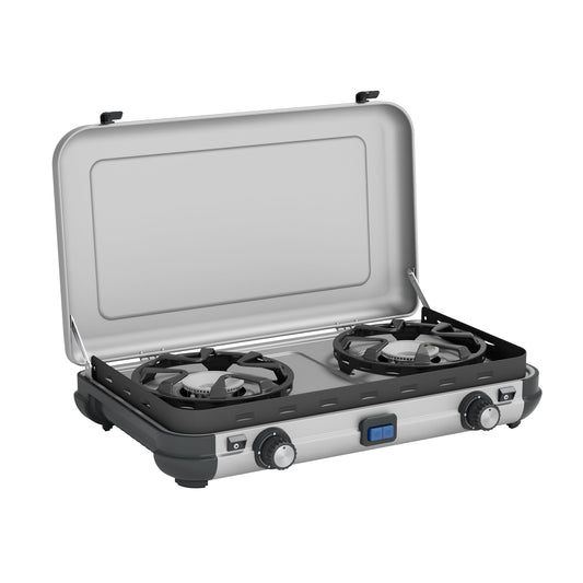 CAMPINGAZ Campingkocher Camping Kitchen 2 MAXI offen: 53 x 38,8 x 40 cm, geschlossen: 53 x 10,8 x 36 cm (B x H x T) 2 x 130 g/h Piezo erlaubter Topfdurchmesser: 28 cm Stahl, lackiert