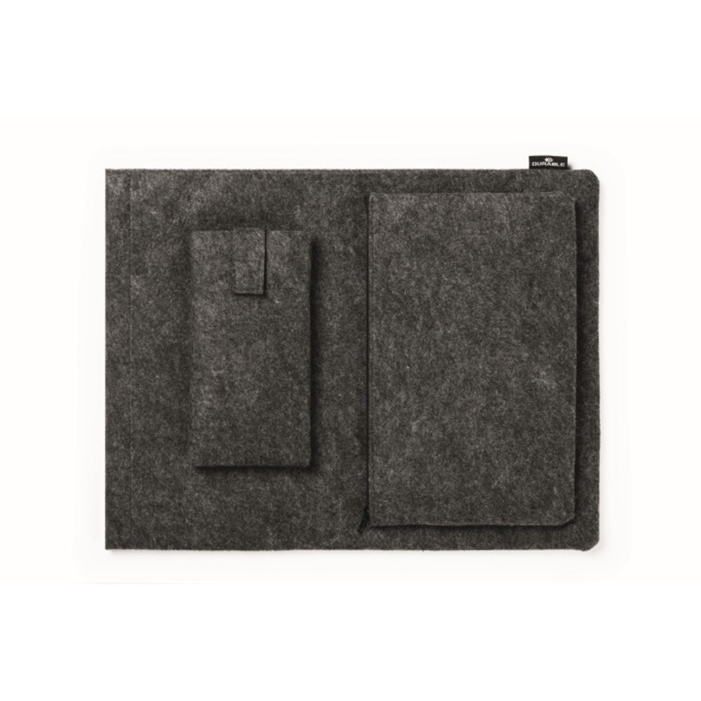 DURABLE Notebookhülle MultiBag EFFECT 30 x 40,5 x 2 cm (B x H x T) Zubehörtasche 26 x 15,5 cm (B x H), Handytasche 10 x 18 cm (B x H) PET-Filz, 60 % recycelt anthrazit