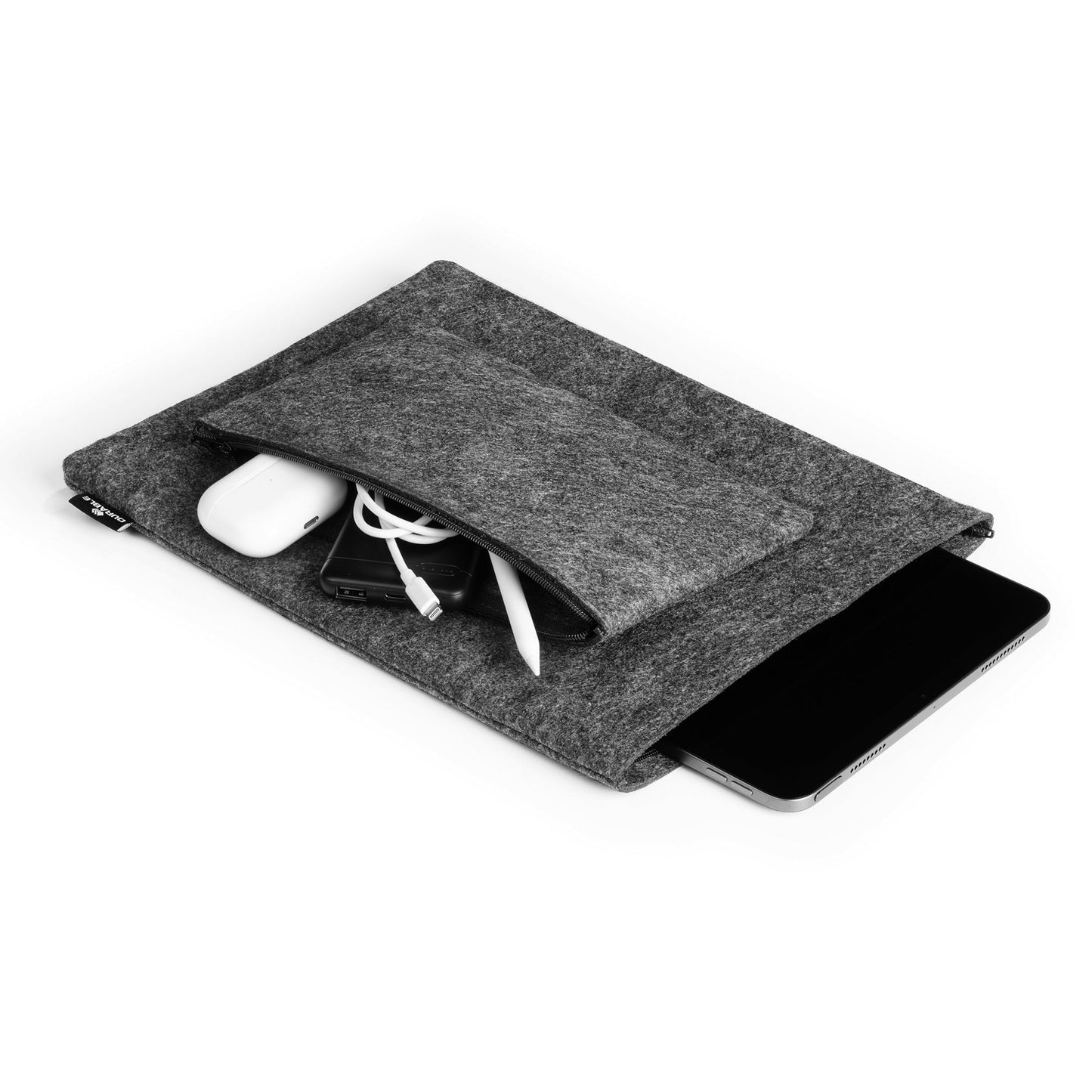 DURABLE Notebookhülle MultiBag EFFECT 25 x 32 x 2 cm (B x H x T) Zubehörtasche 24 x 13,5 cm (B x H) PET-Filz, 60 % recycelt anthrazit