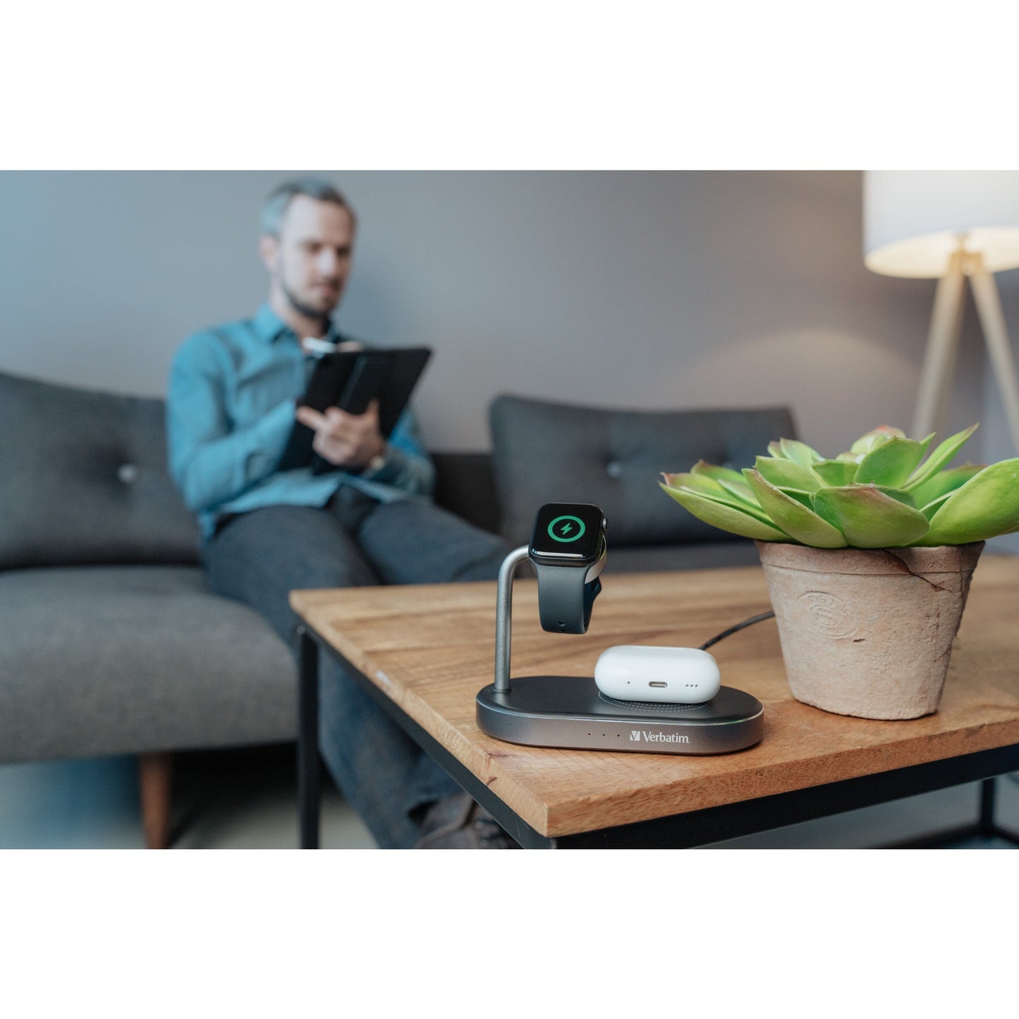 Verbatim Induktionsladegerät 3-in-1 USB-A schwarz/silber