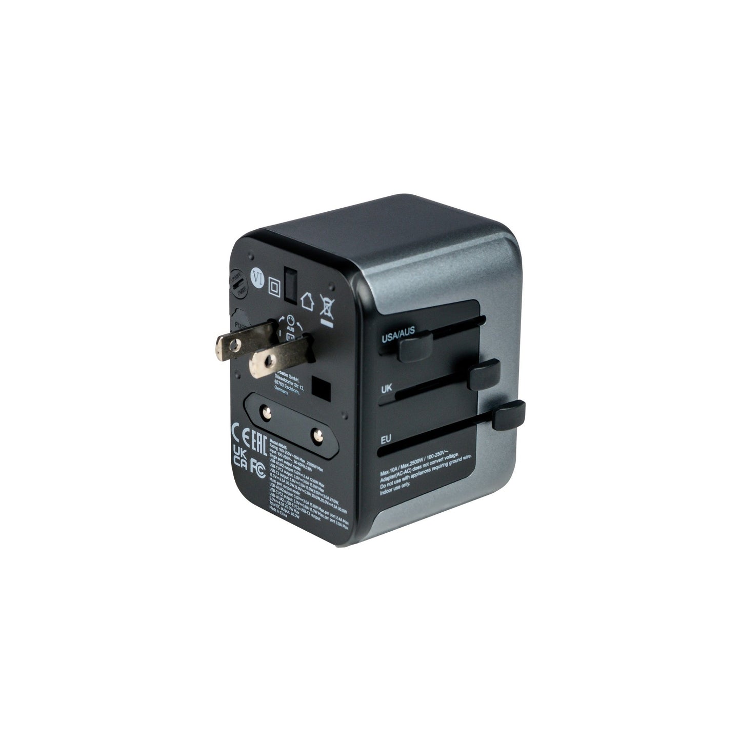 Verbatim Reisenetzteil Universal Travel UTA-03 100-250V Polycarbonat, feuerbeständig schwarz