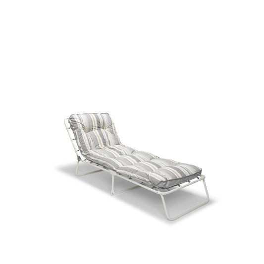 BEST Campingliege Wörthersee 60 x 38 x 180 cm (B x H x T) max. Gewicht des Nutzers: 120kg Baumwolle/Polyester grau/weiß