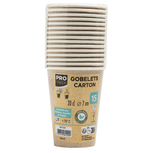 PROnappe Trinkbecher Einweg 200ml Pappe kraft 15 St./Pack.