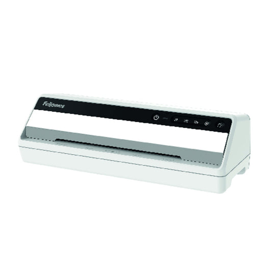 Fellowes® Laminiergerät SaturnT Heiß-/Kaltlaminierung 38,5 x 11,7 x 15,4 cm (B x H x T) DIN A4 weiß/grau
