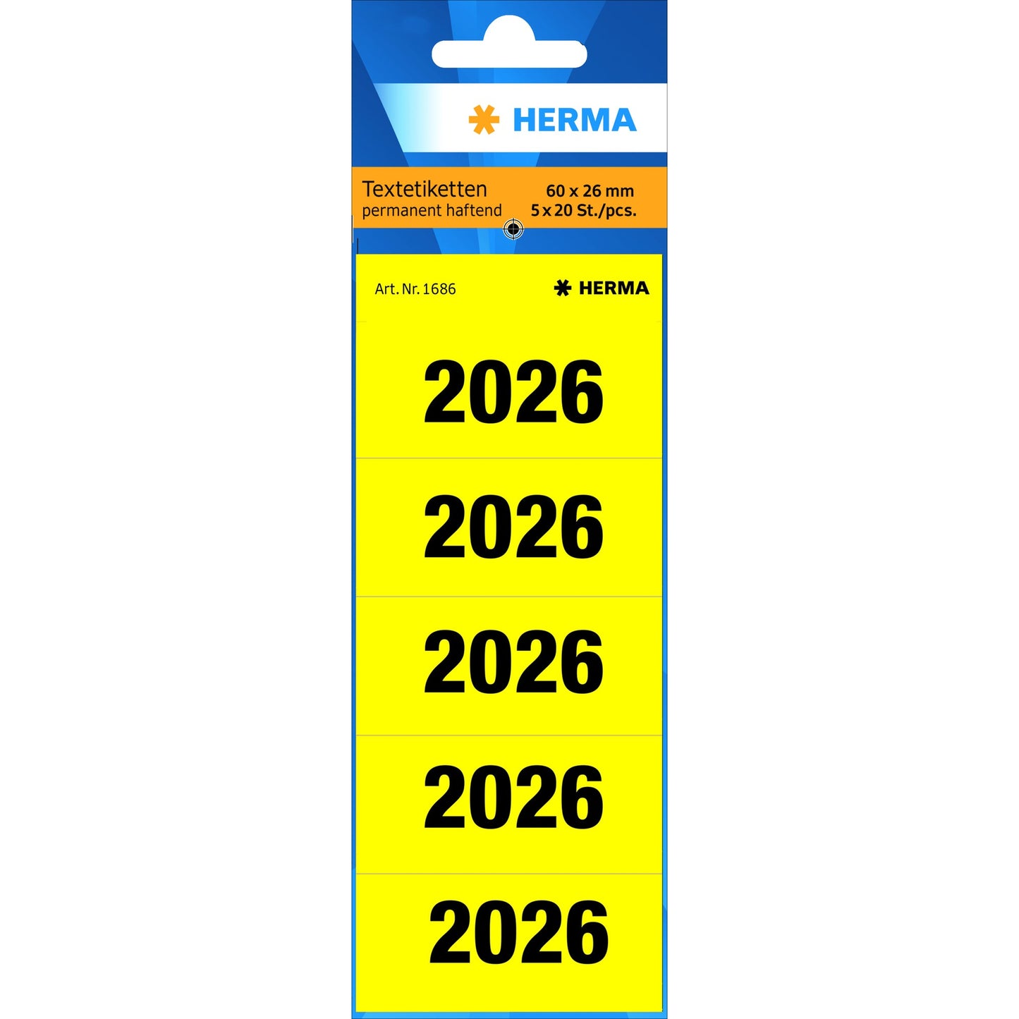 HERMA Jahresschild 60 x 26 mm (B x H) 2026 gelb 100 St./Pack.