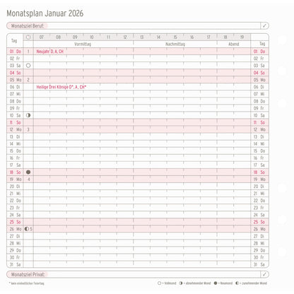 Chronoplan Einlage Kalender 2026 Midi 1 Monat/1 Seite Aktivitätenliste für den jeweiligen Monat