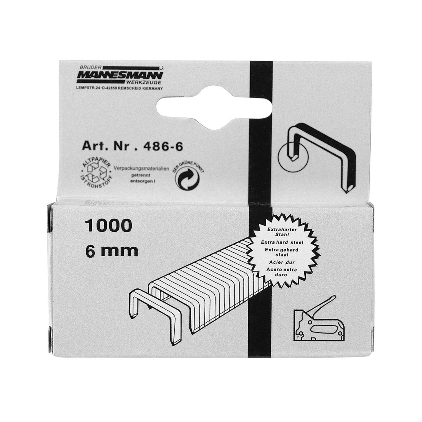 BRÜDER MANNESMANN Tackerklammer 6mm Stahl 1.000 St./Pack.