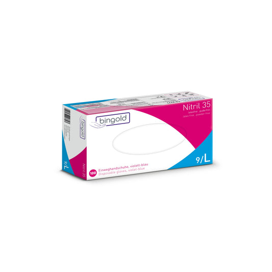 BINGOLD Einweghandschuhe Nitril 35 L Nitril violettblau 100 St./Pack.