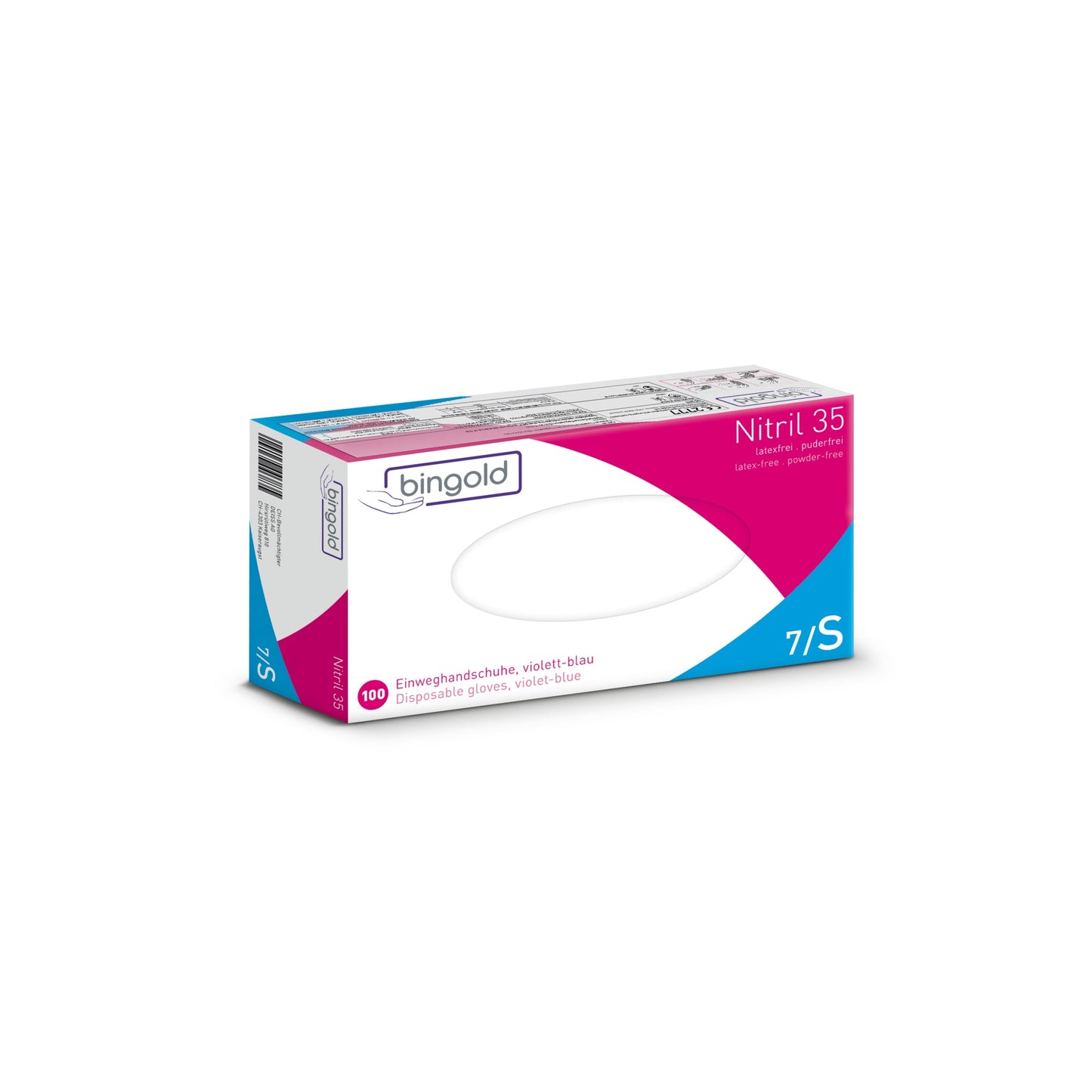 BINGOLD Einweghandschuhe Nitril 35 S Nitril violettblau 100 St./Pack.